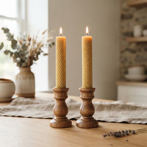 Hand-dipped Golden Honeycomb Beeswax Candles